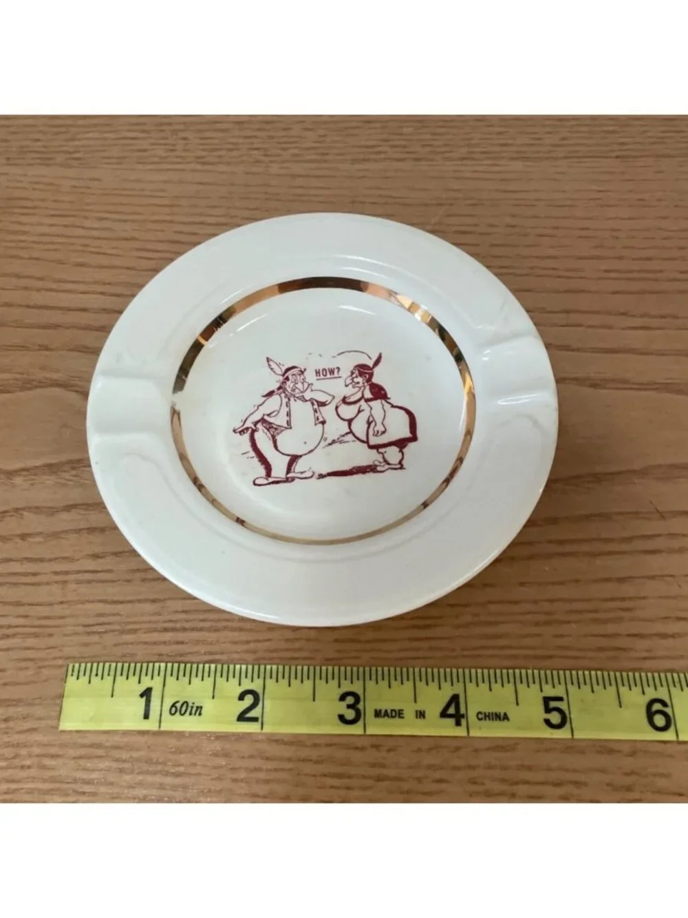 Vintage Ceramic Ashtray With Gold Trim Risqué Adult Humor